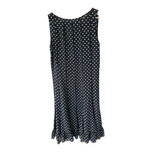 VTG Sandra Darren Dress 12P Women Pleated Ruffle Polka Dot Cottagecore